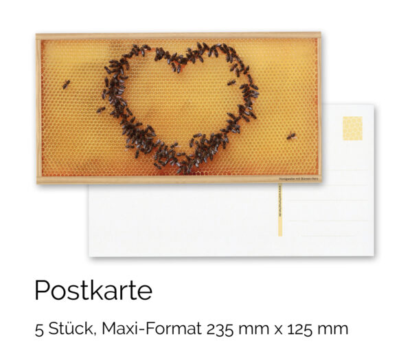 Postkarten Motiv Bienen-Herz (5 Stück)